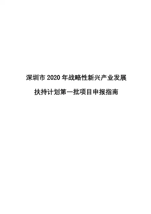 深圳市2020年战略性新兴产业发展扶持计划第一批项目申报指南【模板】