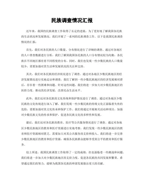 民族调查情况汇报