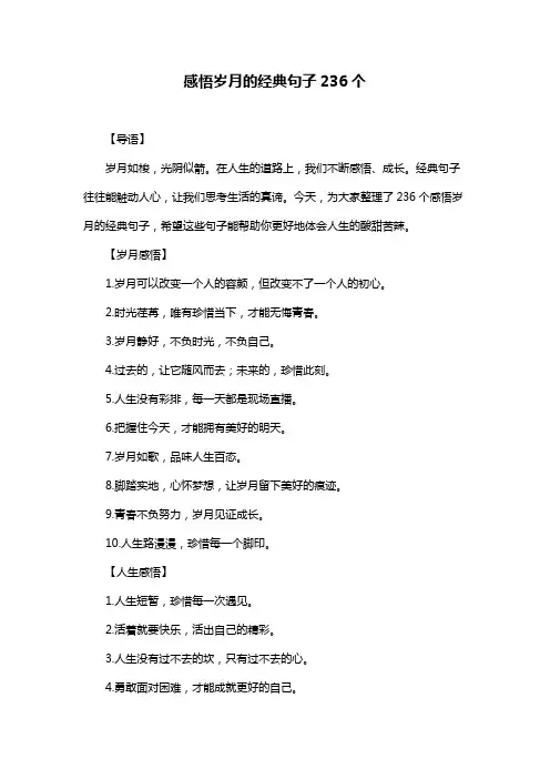 感悟岁月的经典句子236个