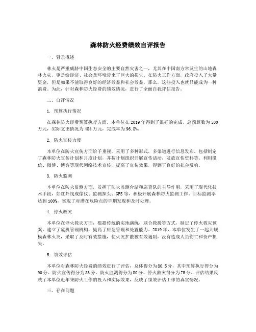 森林防火经费绩效自评报告