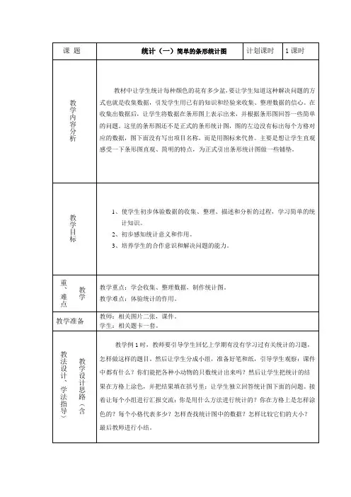 统计(一)简单的条形统计图