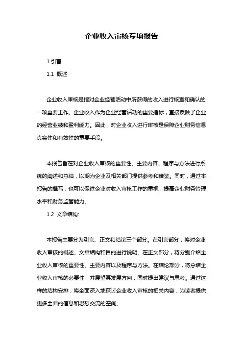企业收入审核专项报告