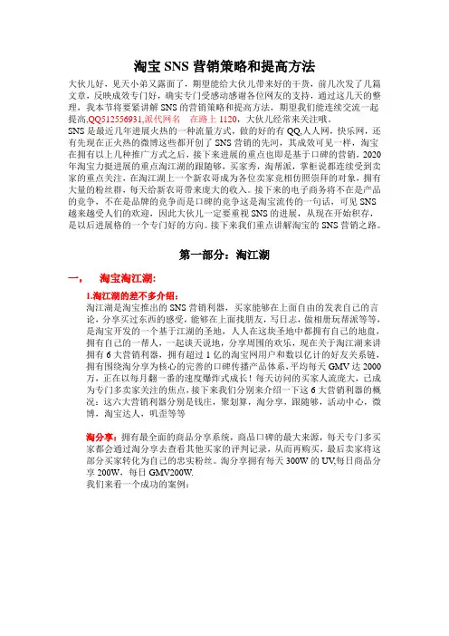 淘宝SNS营销策略和提高方法