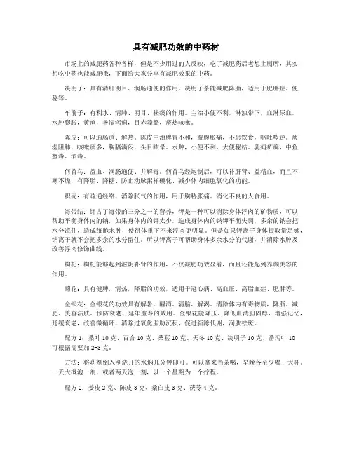 具有减肥功效的中药材
