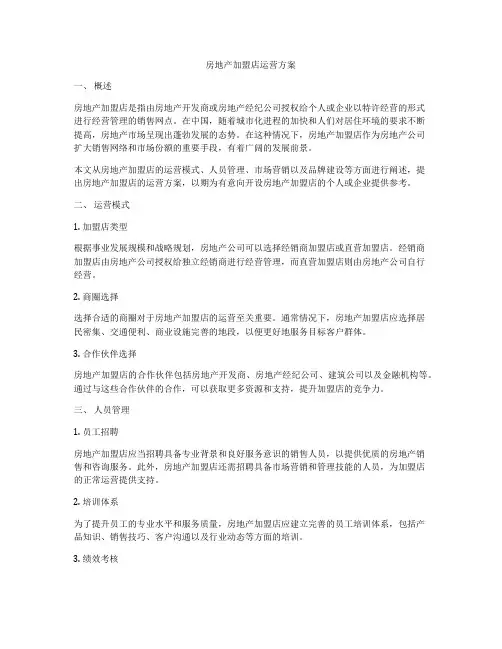 房地产加盟店运营方案
