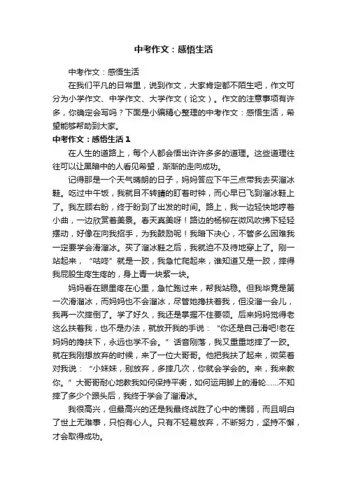 中考作文：感悟生活