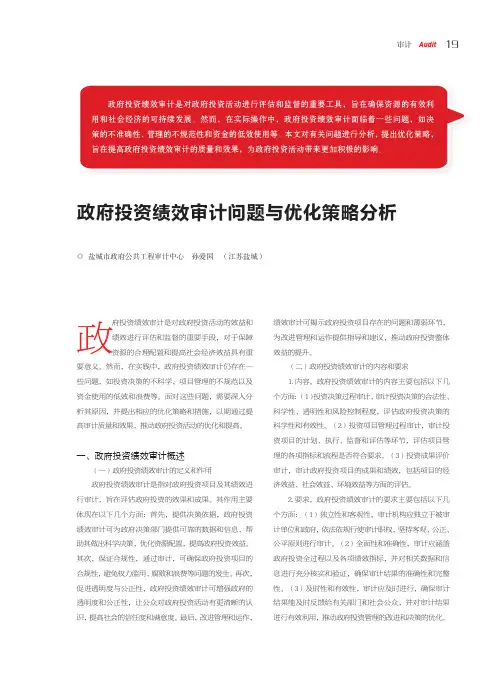 政府投资绩效审计问题与优化策略分析