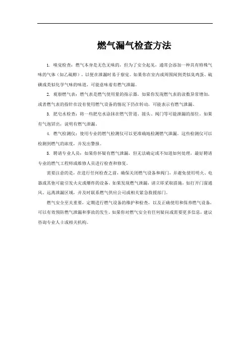 燃气漏气检查方法