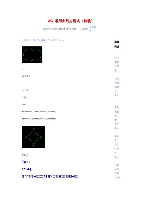 UG 常用曲线方程式