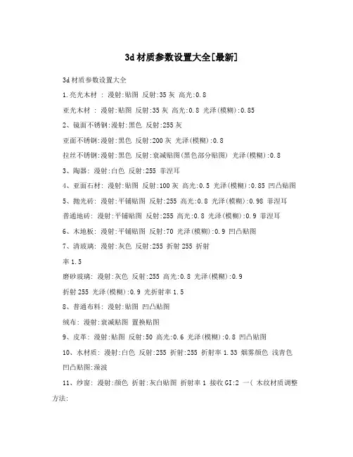 3d材质参数设置大全[最新]