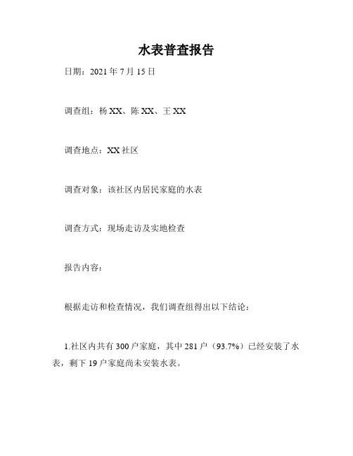 水表普查报告
