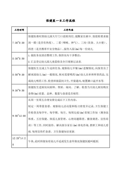保健医一日工作流程