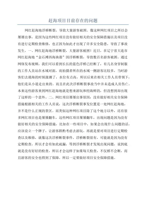 赶海项目目前存在的问题