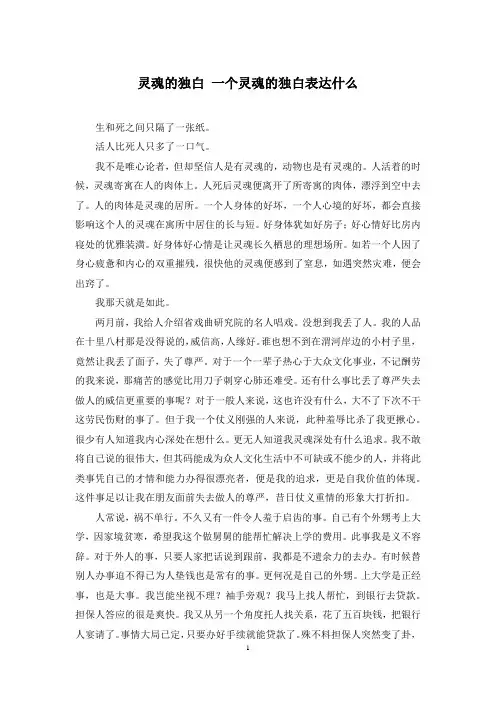 灵魂的独白 一个灵魂的独白表达什么