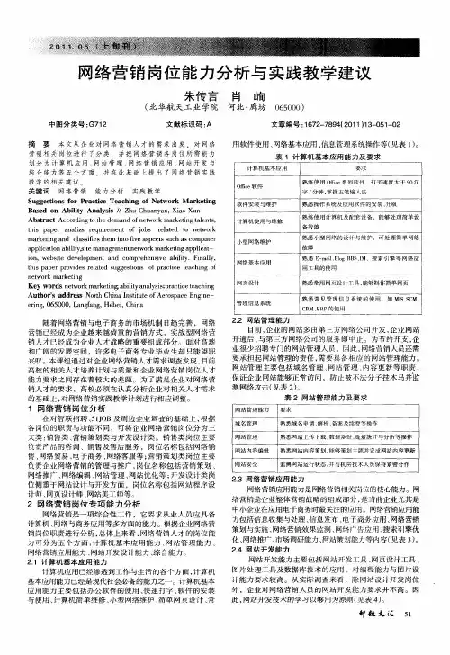 网络营销岗位能力分析与实践教学建议