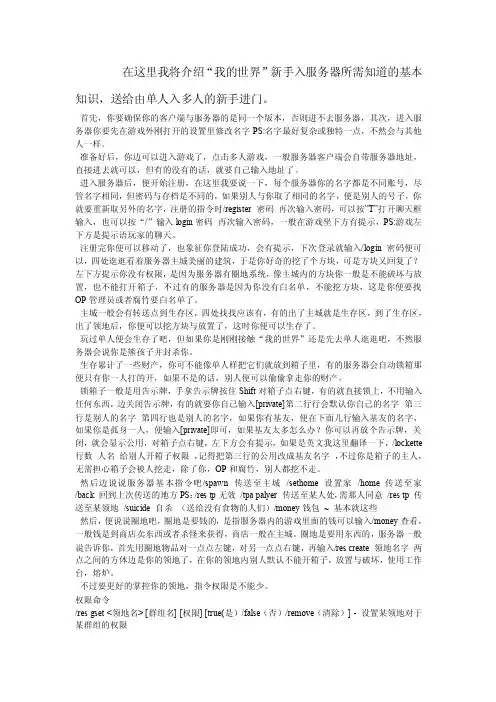 我的世界刚入服务器必看,超详细。