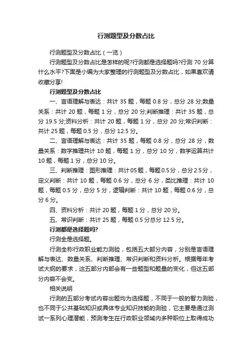 行测题型及分数占比