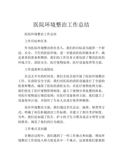 医院环境整治工作总结