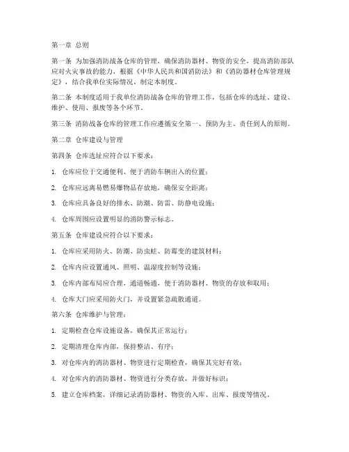 消防战备仓库管理制度