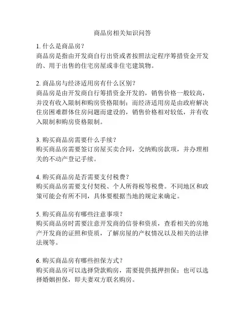 商品房相关知识问答