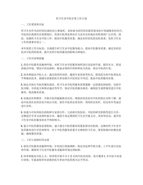 村卫生室中医年度工作计划