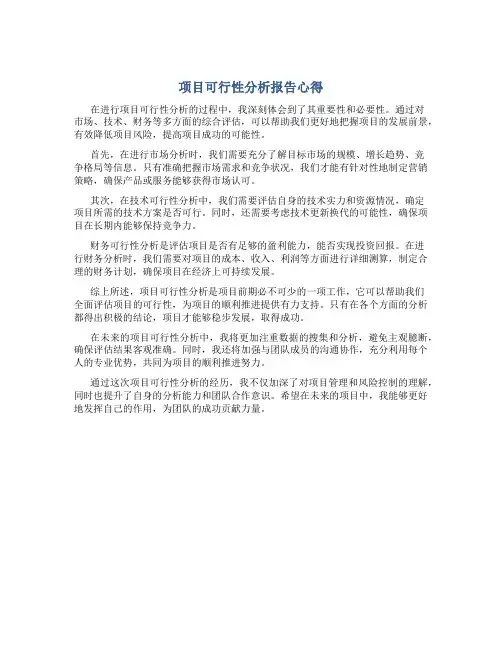 项目可行性分析报告心得