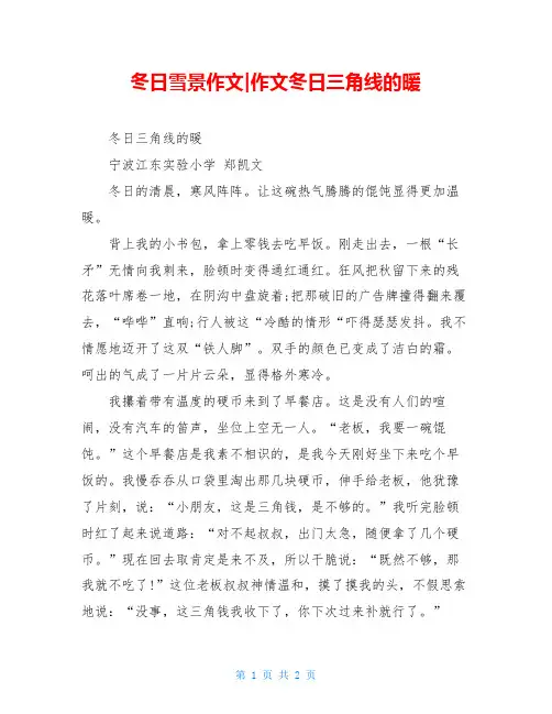 冬日雪景作文-作文冬日三角线的暖