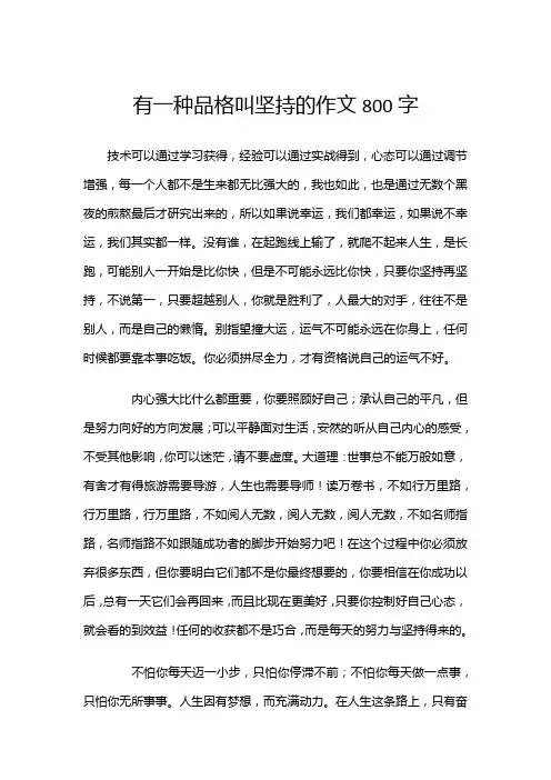 有一种品格叫坚持的作文800字