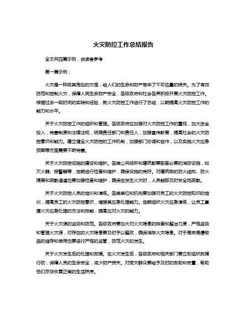 火灾防控工作总结报告