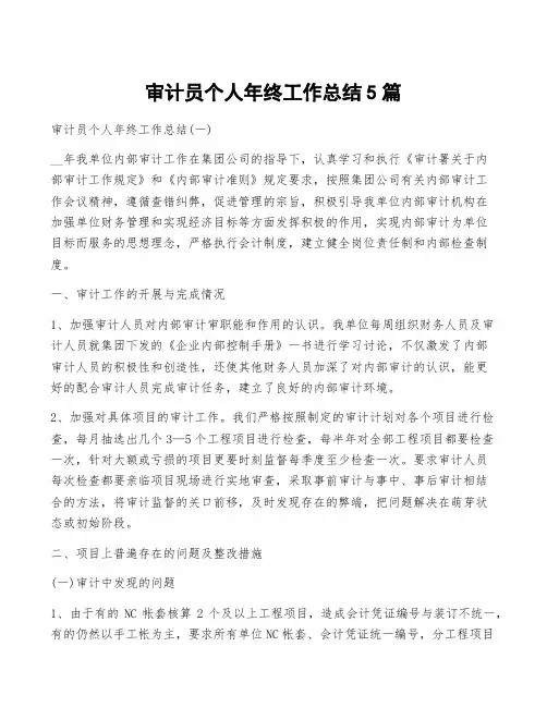 审计员个人年终工作总结5篇