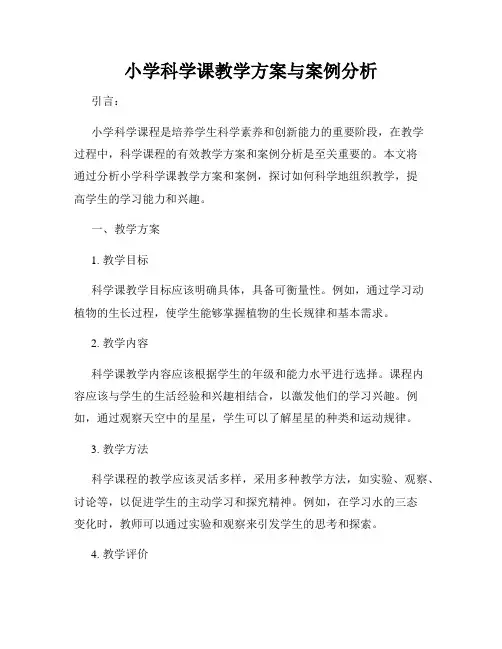 小学科学课教学方案与案例分析