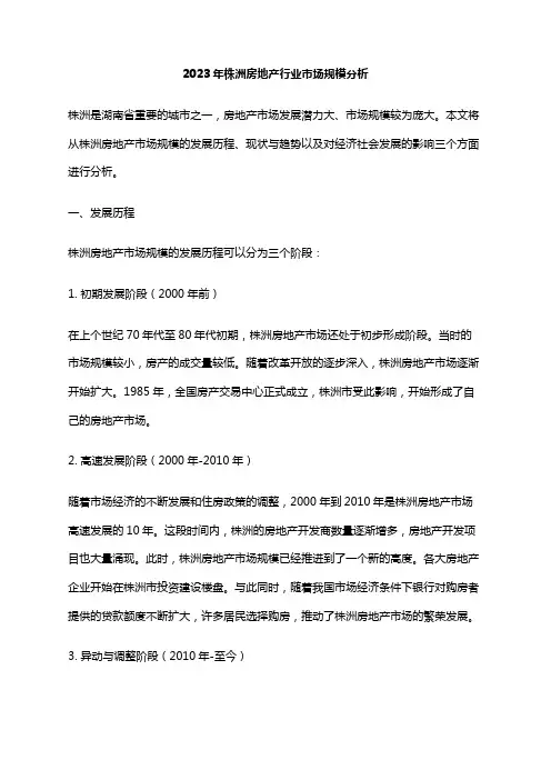 2023年株洲房地产行业市场规模分析