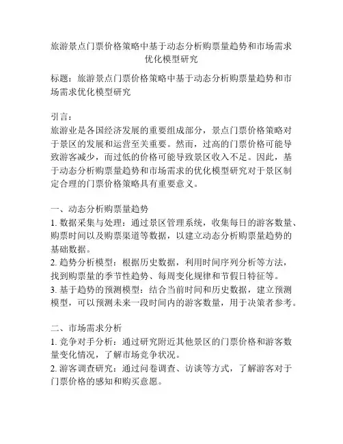 旅游景点门票价格策略中基于动态分析购票量趋势和市场需求优化模型研究
