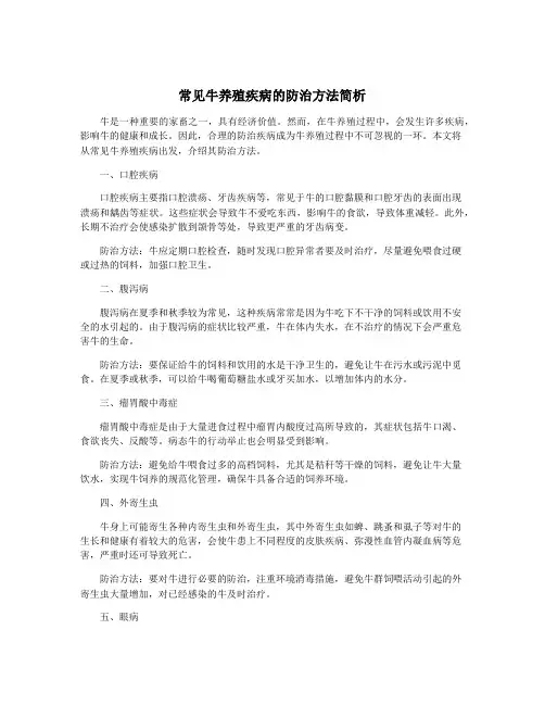 常见牛养殖疾病的防治方法简析