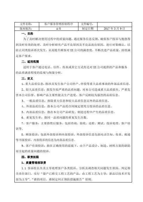 客户服务管理控制程序