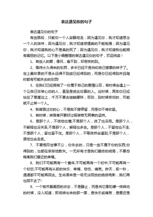 表达遇见你的句子