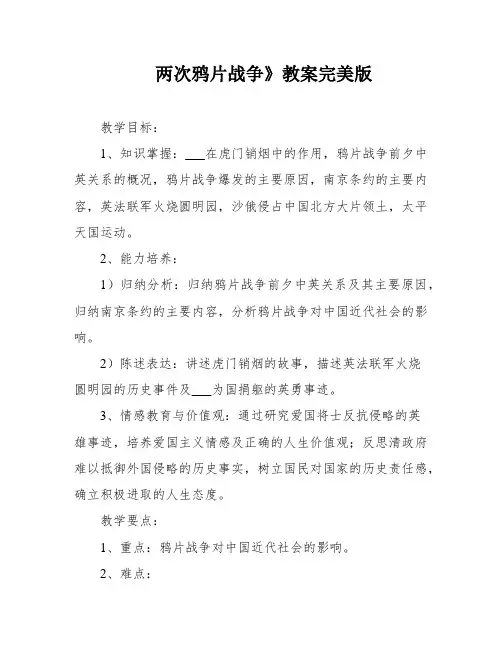 两次鸦片战争》教案完美版