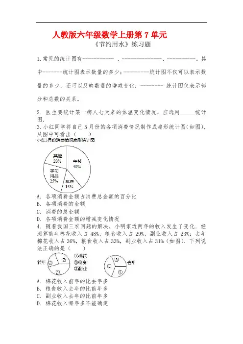 人教版六年级数学上册第7单元《节约用水》练习题附答案 (4)