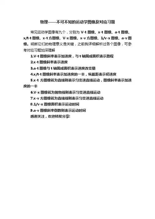 物理——不可不知的运动学图像及对应习题