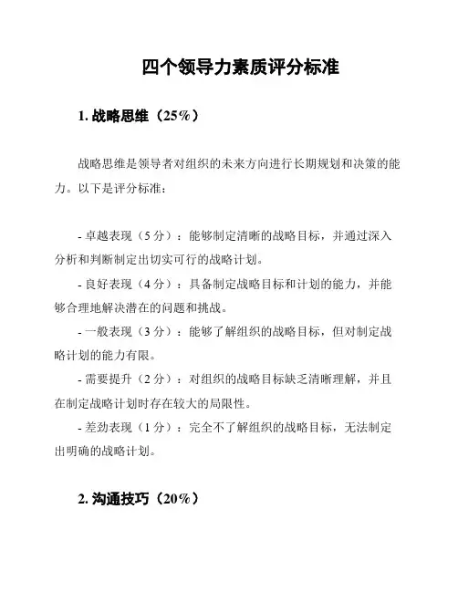 四个领导力素质评分标准