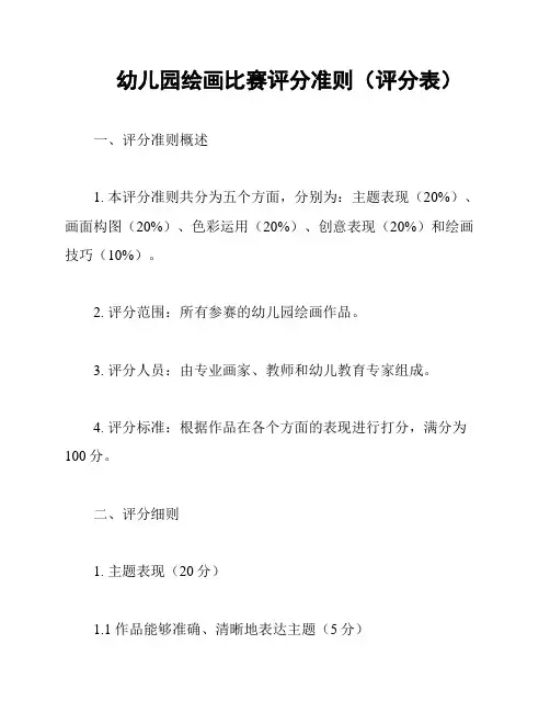 幼儿园绘画比赛评分准则(评分表)