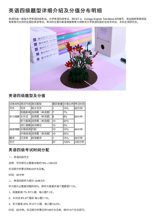 英语四级题型详细介绍及分值分布明细