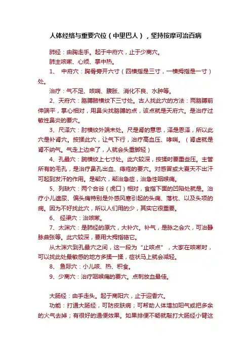 人体经络与重要穴位（中里巴人），坚持按摩可治百病