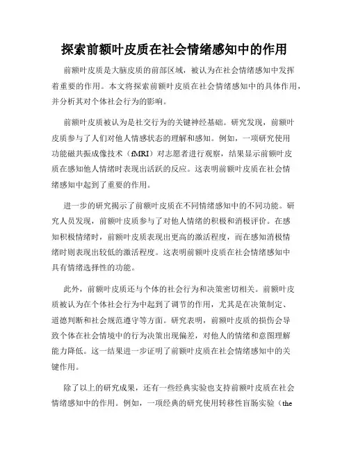 探索前额叶皮质在社会情绪感知中的作用