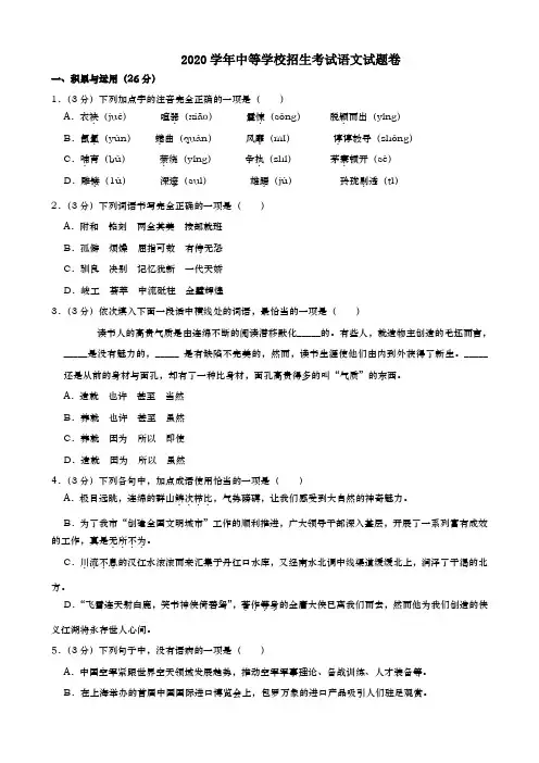 2020年中考语文试题及答案 (31)