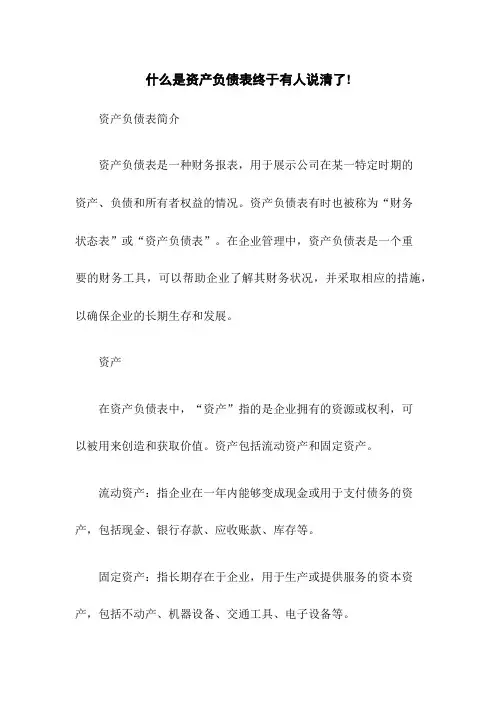 什么是资产负债表终于有人说清了!