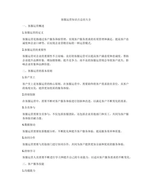 客服运营知识点总结大全
