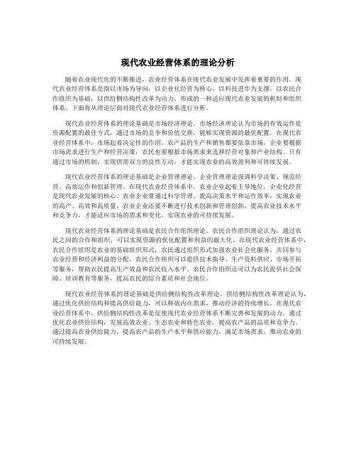 现代农业经营体系的理论分析