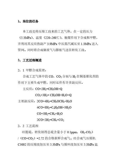 甲醇合成操作规程