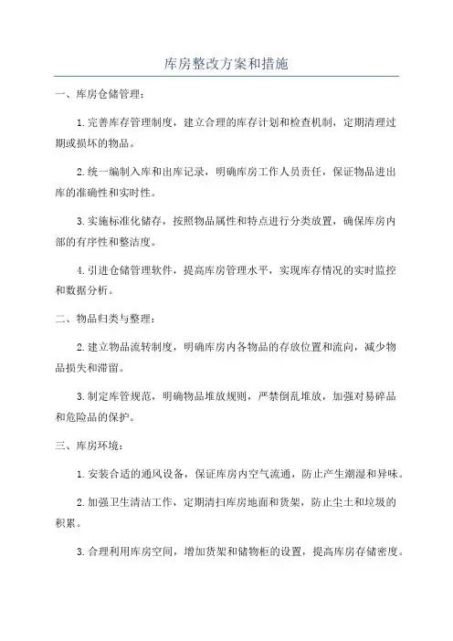 库房整改方案和措施